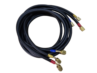 R410 180 cm Gaz Şarj Hortumu Siyah Yüksek Kaliteli 3 lü set - 1